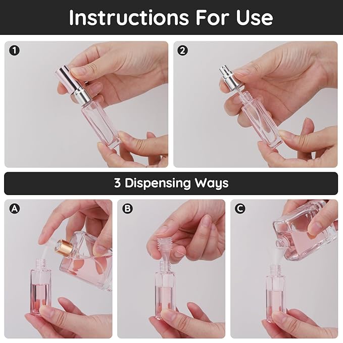 Segbeauty 10ML Refillable Perfume Bottle, 10 Packs Fine Mist Atomizer Sprayer, Empty Glass Spray Bottle Mini Portable Travel Atomizer for Toiletries, Fragrance Scent Pump Dispenser