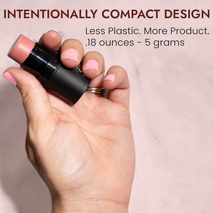 Organic Blush Tube, Moscato - 100% Natural Vegan Cream Blush Sticks, Multi-Use Bronzer, & Highlighter for Lips, Cheeks & Eyes, Buildable Shimmer, Gluten-Free, Paraben-Free, Made in USA