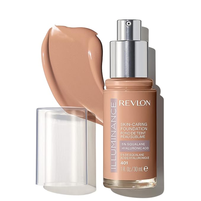 Revlon Illuminance Skin-Caring Liquid Foundation, Hyaluronic Acid, Hydrating and Nourishing Formula with Medium Coverage, 401 Light Coffee (Pack of 1)