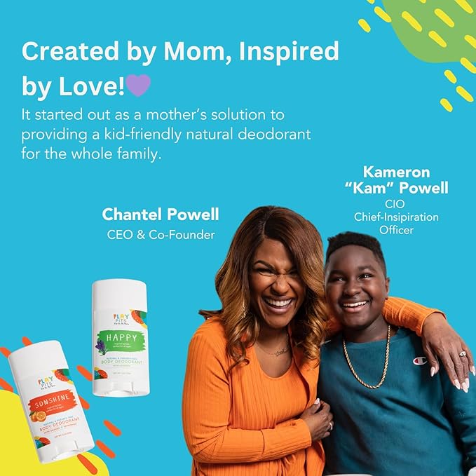 PLAY PITS - Natural Kids Whole Body Deodorant - Safe for Girls & Boys w/Sensitive Skin of All Ages - Clean, Non-Toxic, & Paraben Free - SONSHINE Scent - Infused w/Essential Oils – 2.65 Oz