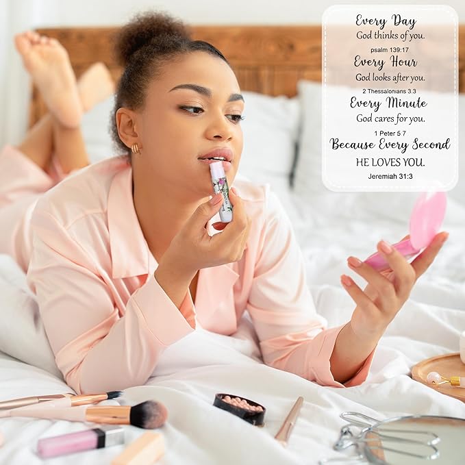 50 Pcs Lip Balm Bulk Christian Gift for Women Faith Religious Bible Verse Lip Balm Inspirational Gift Scripture Moisturizing Lip Care Product for Coworker Friend Sister Teacher Birthday