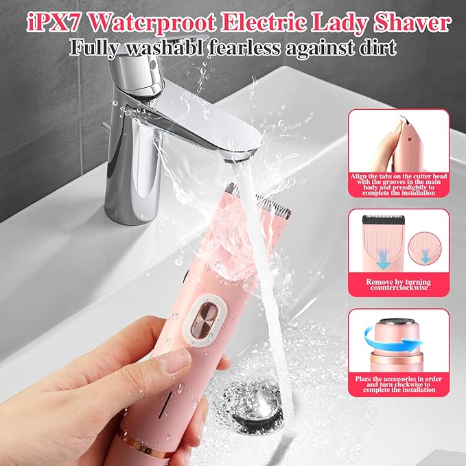 Glow Aura Womens Shaver, Bikini Trimmer for Women, Glow Aura Electric Razor, Comfort 2 in 1 Electric Lady Shaverr, Dual Head Groomer, Glowaura Womens Razor, GlowAura Bikini Shaver Body Grooming Tool