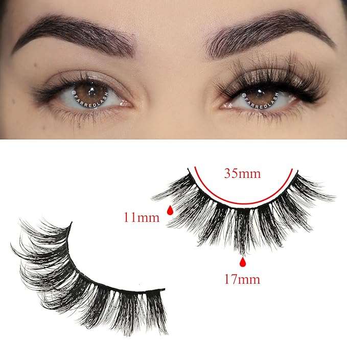FARRED Fluffy Lashes Natural Eyelashes Short Wispy Eye Lash Strips 14 Pairs Separated Volume Eyelash Pack 17mm Dramatic Wispies Fake Strip Lashes Clusters Cat Eye Pestañas Spiky Look (F6 | 11-17mm)