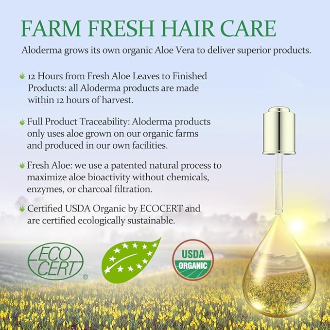 Aloderma Aloe Nourishing Hair Conditioner Made with Fresh Organic Aloe Vera for Dry, Damaged Hair - Deeply Hydrates and Nourishes Hair and Scalp, Leaving it Soft & Refreshed - Crambe Seed Oil - 16oz