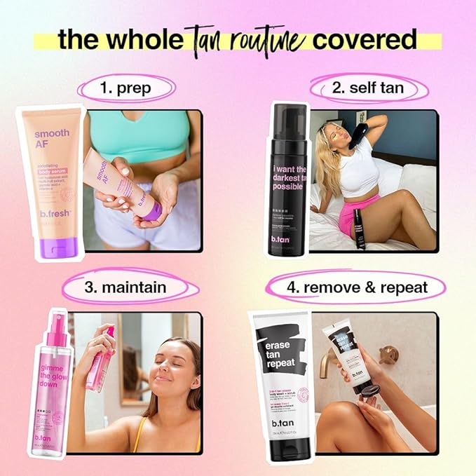 b.tan Ultra Dark Self Tanner Mousse Bundle | I Want The Darkest Tan Possible - Fast, 1 Hour Express Sunless Tanning Foam, Golden Bronzing Glow, Face & Body, No Fake Tan Smell, 6.7 Fl Oz, Pack of 2