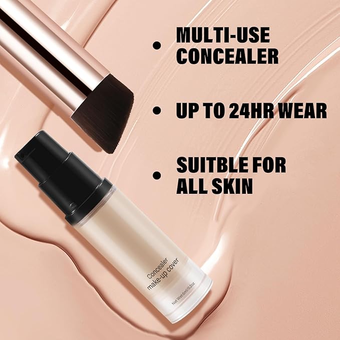 2pcs Liquid Concealer Set with Brush,Full Cover,Concealer W
