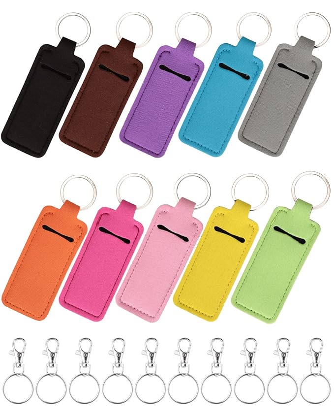 Chapstick Holder Lip Balm Sleeve Pouch Chapstick Holder With Clip Lipstick Lip Gloss Holder Stocking Stuffers Gift for Women (ten pcs)