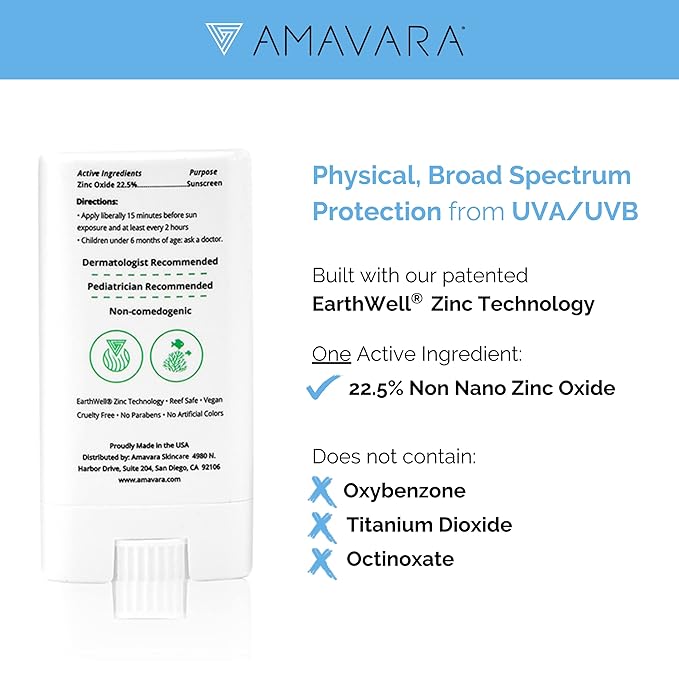 Mineral Transparent Sunscreen Face Stick SPF 50, Reef Safe Sunblock, 22.5% Zinc Oxide Waterproof Sun Screen, Broad Spectrum, Safe for Kids and Sensitive Skin, Vegan, Cruelty Free, 0.6oz