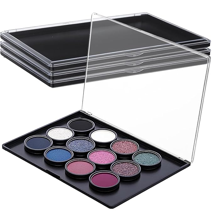 4 Pack Small Magnetic Makeup Palette with Clear Top, Empty Eyeshadow Pan Dispensing Storage Box for DIY Cosmetics Lipstick Blush Powder - 7.7"X4.3"