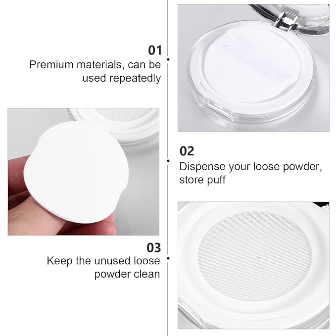 Powder Container 2pcs Loose Powder Containers with Elasticated 5g