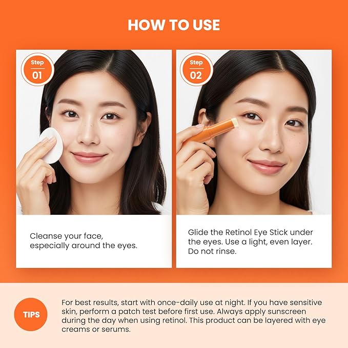 VELAMO ADVANCED Retinol Eye Balm Stick: Under Eye Cream for Dark Circles Puffiness Eye Bags Wrinkles Fine Lines - Korean Skincare Formula with Collagen, Niacinamide, Peptides & Hyaluronic Acid 2 Packs