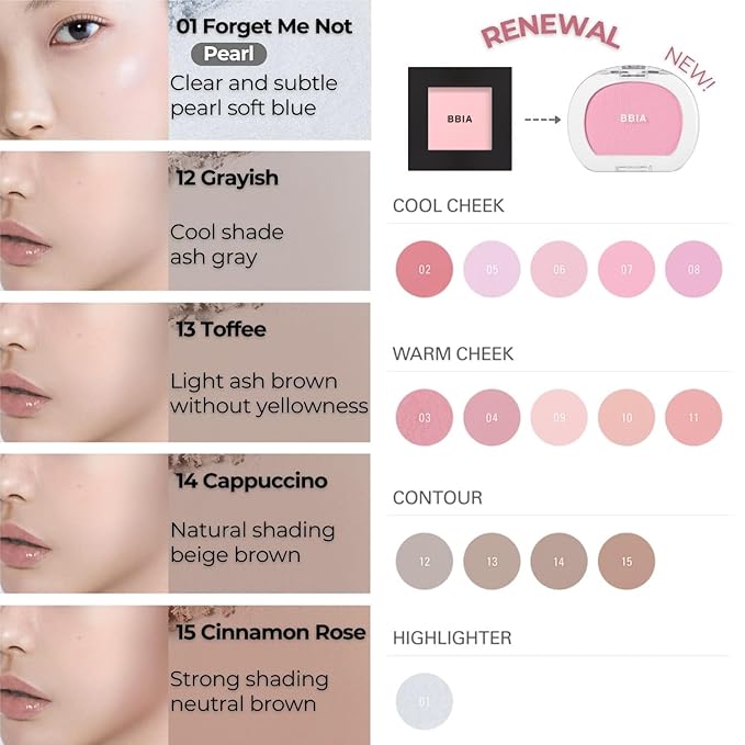 BBIA Last Blush NEW 15 Colors - Cheek Blush Shaping Shading Contour & Highlight Long-Lasting Matte Finish Natural Shades Buildable & Blendable Daily Korean Face Makeup (07 LISIANTHUS, Pack of 1)