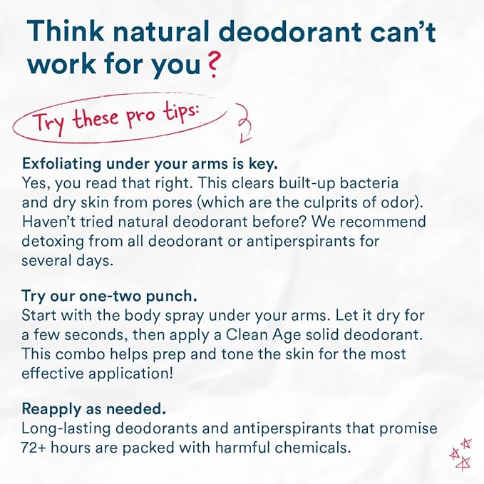 Aluminum Free Deodorant & Body Spray for Whole Body - Waves 4oz - Clean Deodorant and Body Spray for Teen Boys and Girls - With AHA For Body Acne - Body Spray for Teens Formula