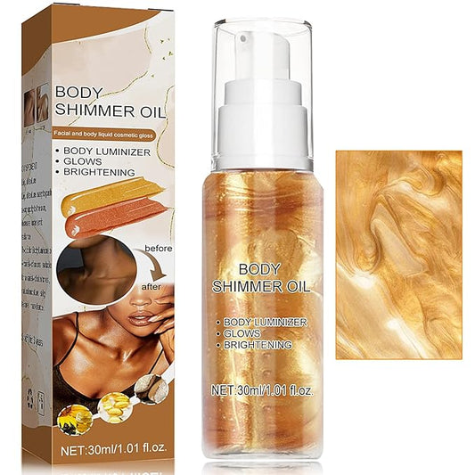 Body Shimmer Oil,Body Shimmer Luminizer for Face & Body Makeup(Gold)