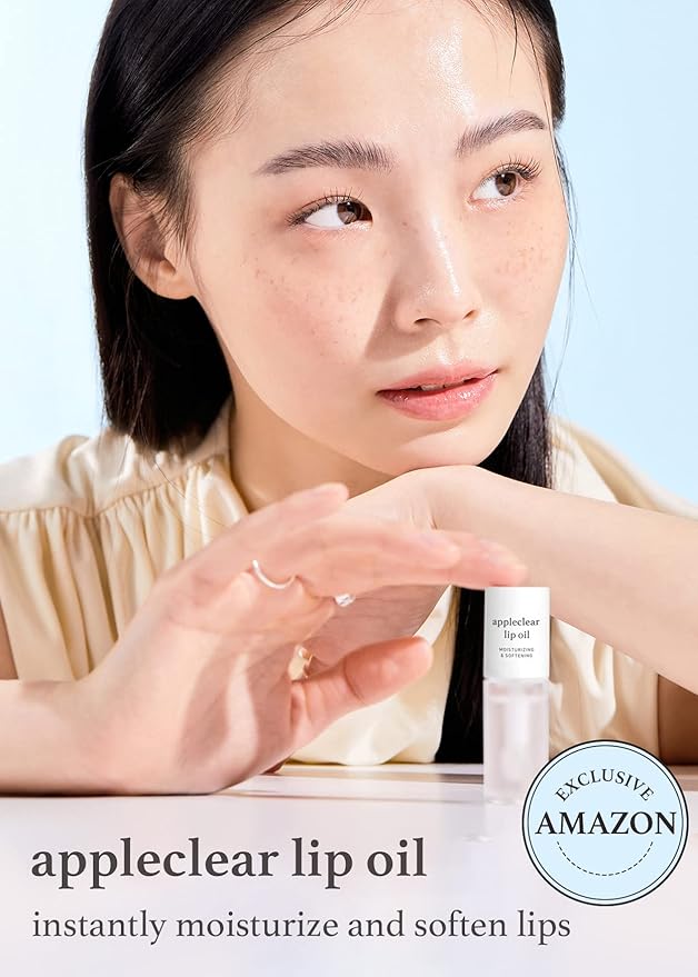 NOONI Vegan Lip Oil Bundle - Appleberry & Appleclear | Lip Stain, Long Lasting, Moisturizing, Plumping, Korean Lip Tint