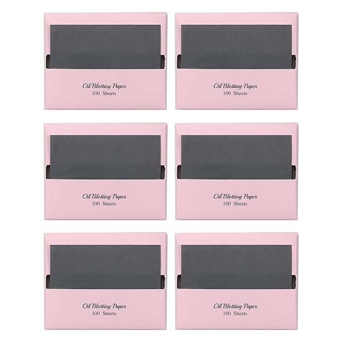 [600 Counts Refills Only] Natural Bamboo Charcoal Oil Blotting Sheets for Face with Mirror Case and Refills