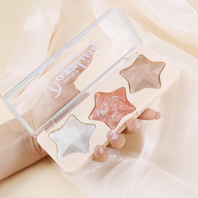 Boobeen 3 Colors Baked Shimmer Highlight & Blush