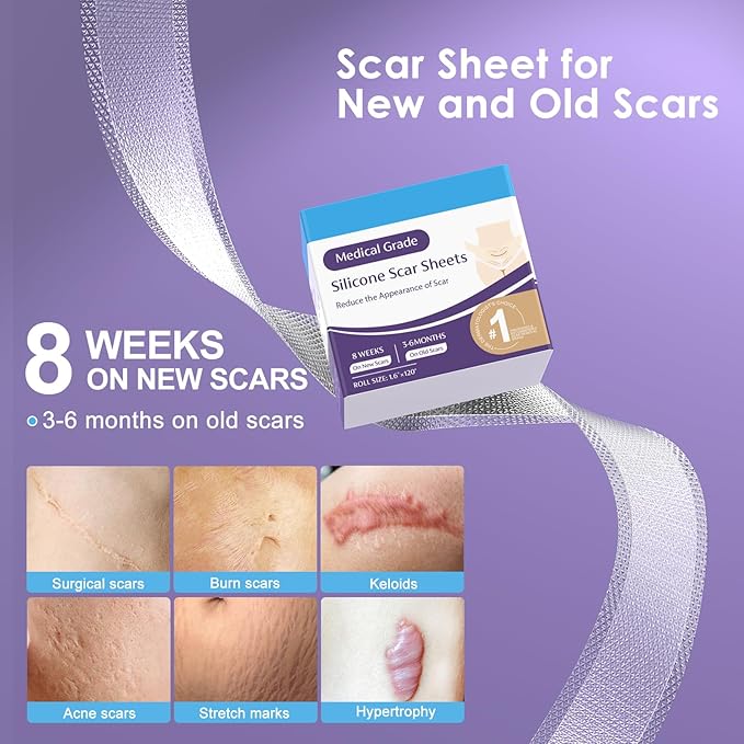 Clear Silicone Scar Sheets - 1.6"