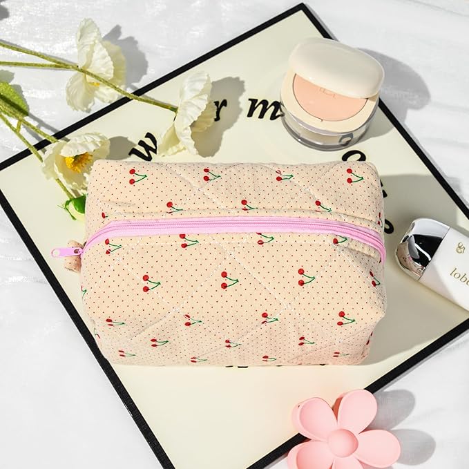 Soidram floral makeup bag quilted