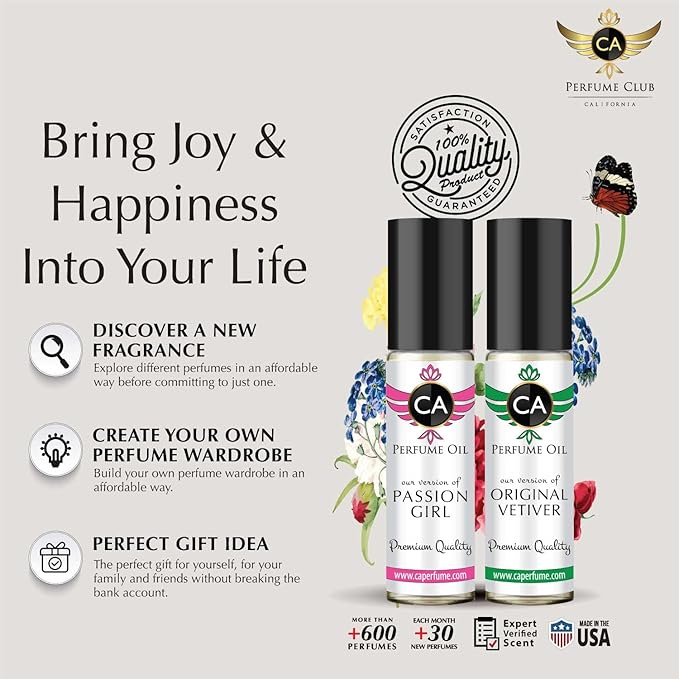 CA Perfume Impression of Love In Black For Women Replica Fragrance Body Oil Dupes Alcohol-Free Essential Aromatherapy Sample Travel Size Concentrated Long Lasting Attar Roll-On 0.3 Fl Oz/10ml