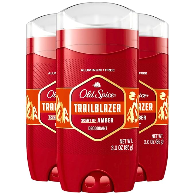 Old Spice Aluminum Free Deodorant for Men, 24/7 Odor Protection, 24/7 Freshness & Lasting Scent, Trailblazer with Amber Scent, 3.0 oz (Pack of 3)