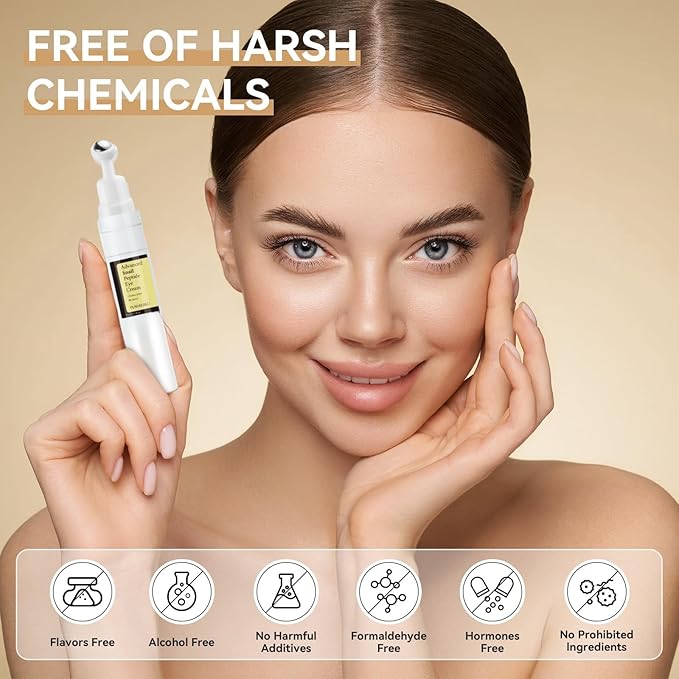 Snail Peptide Eye Cream, Snail Mucin Eye Cream Contains Niacinamide, Hyaluronic Acid To Reduce Wrinkles, Dark Circles, Puffiness and Fine Lines 17 ML