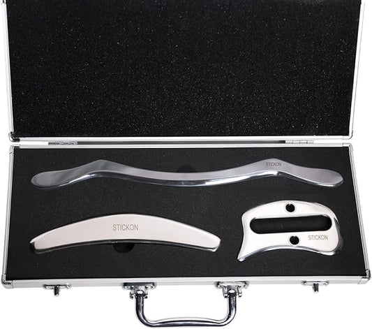 STICKON Stainless Steel Gua Sha Scraping Massage Tool Set IASTM Tools Great Soft Tissue Mobilization Tool (STICKON-28)