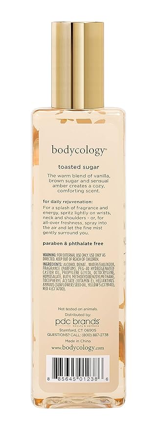 Bodycology Toasted Sugar Fragrance Mist for Women, 8 Fl Oz (455004008) (Pack of 3)