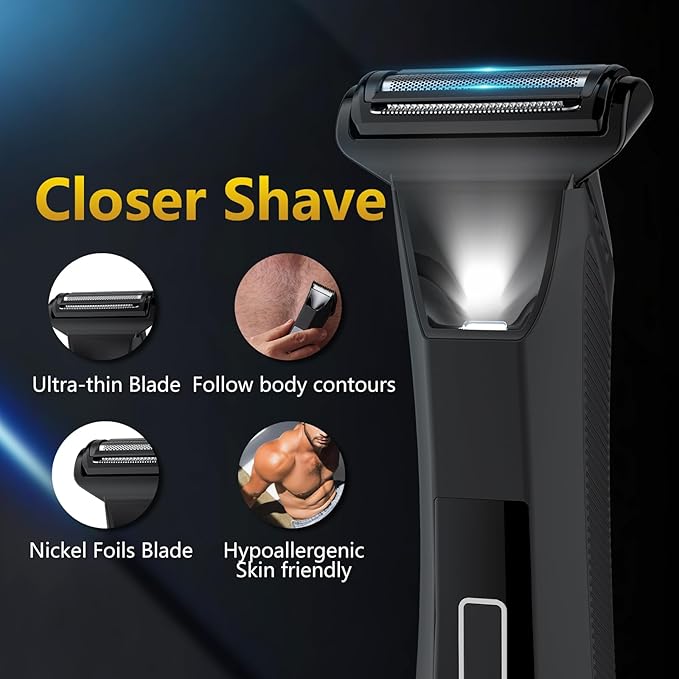 Manscape Ball Trimmer for Men, 2-in-1 Body Hair Groomer and Groin Hair Shaver -Dual-Head Trimmer for No-Nick Shaving, Smooth Grooming, Lightweight with Travel Lock, IPX7 Waterproof, LED Display