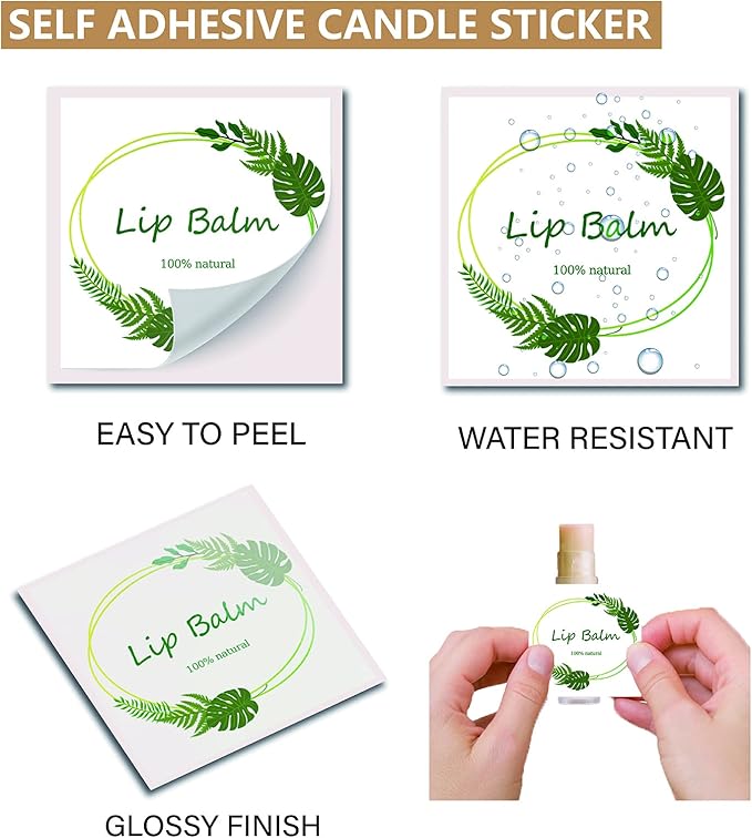 CRASPIRE Lip Balm Labels 80pcs Homemade Green）