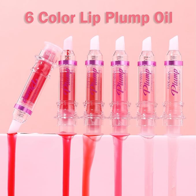 6 Colors Lip Plumper, Hydrating & Smooth Lip Wrinkles, Enhancing Plump Effect for Fuller Lips High Shine Lip Glaze Long Lasting Nourishing Lip Plumper for Women Girls (# 01)