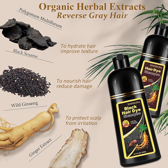 Light Brown Hair Dye Shampoo, 3-in-1 Hair Color Shampoo for Gray Hair Coverage for Women & Men, Natural Brown Shampoo Hair Dye Colors Hair in Minutes, Shampoo Tinte Para El Cabello, Champu Para Canas