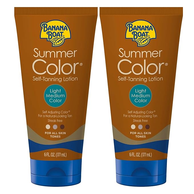 Banana Boat Summer Color Self Tanning Lotion | Light Medium Color for All Skin Tones, Self Tanner Lotion, Sunless Tanning Lotion, Banana Boat Self Tanner, 6oz each Twin Pack