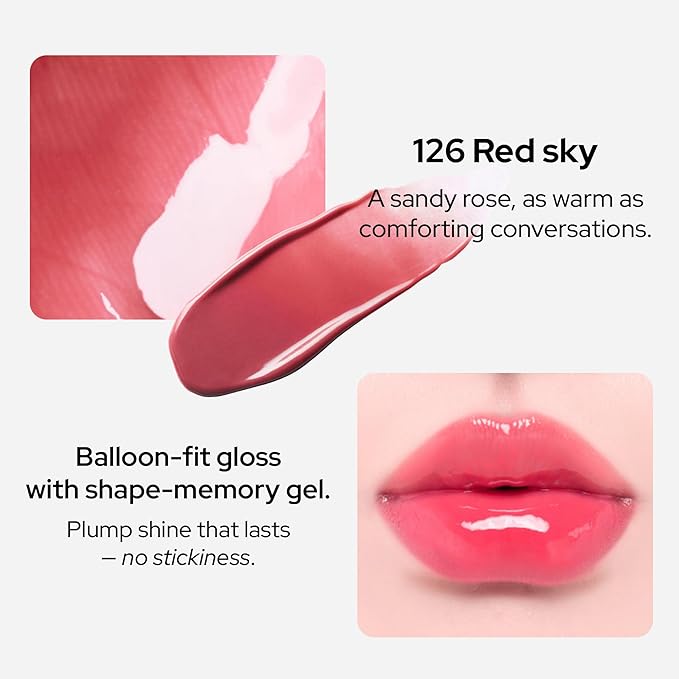 Unseen Balloon Tint, 9 Colors Set for All Skin Types. Buildable Color, Long Lasting Glossy Lip Stains, Lightweight Lip Gloss Make up (126 Red sky, 0.11 Ounce (Pack of 1))