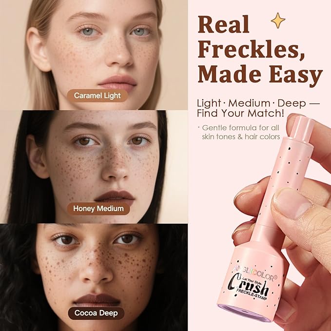 Faux Freckle Stamp, Freckle Pen Waterproof – Faux Freckles Maker for Natural Sun-Kissed Look, Quick-Dry & Long-Lasting, Easy One-Press Application, Cute & Trendy Gift for Women & Girls - 01 Light