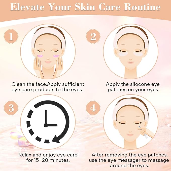 Under Eye Patches -2 Pairs Reusable Silicone Eye Patches to Boost Hydration, Reduce Dark Circles, Plump Fine Lines & Wrinkles,with Tin Case