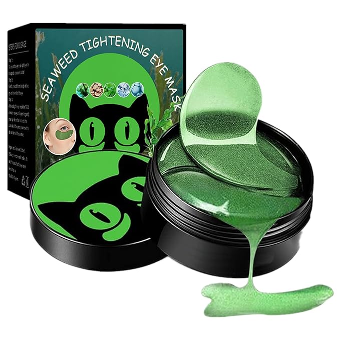 Seaweed Eye Mask, Under Eye Patches with Collagen & Hyaluronic Acid, Seaweed Eye Tightening Mask, Green Eye Gel Pads for Puffiness, Wrinkles, Dark Circles and Bags Under Eyes - 30 Pairs