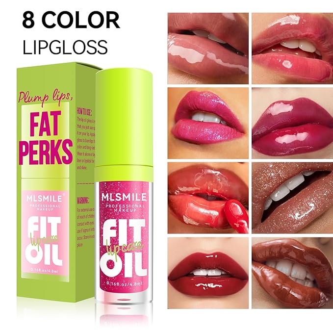 8 Colors Lip Oil Lip Glaze, Hydrating Lip