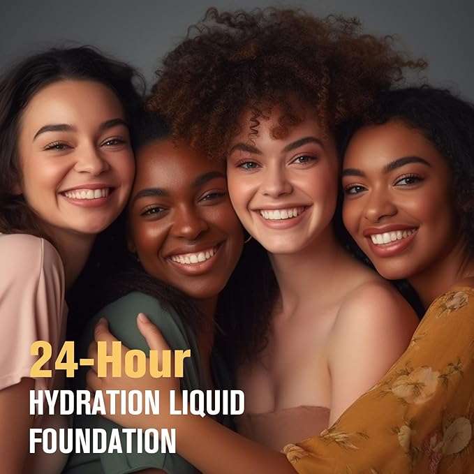 UCANBE White Liquid Foundation with Brush, Skincare Serum Foundation Face Makeup with Hyaluronic Acid, Medium to Medium to Full Coverage Waterproof Oil Control Longwear, for Mature Skin, 1 fl. oz.