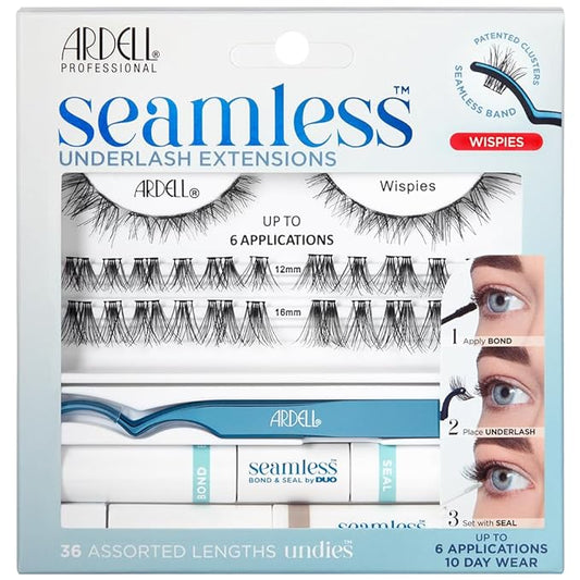 Ardell Seamless Eyelash Extension Kit, Wispies - Customizable DIY Lash Clusters, Includes Bond & Seal and Applicator for Long-Lasting Natural Lashes, 1 Pack