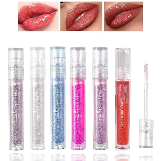 6 PCS Clear Glass Hydrating Lip Women,Lip
