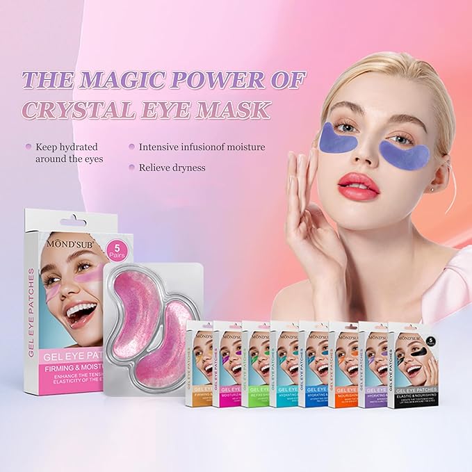 MOND'SUB Premium Under Eye Patches, Gel Eye Patches Hydrating & Refresh for Puffy Eyes, Under Eye Bags & Dark Circles, Natural Collagen Eye Gels Pads, Crystal Anti-Aging Eye Mask (Lavender purple)