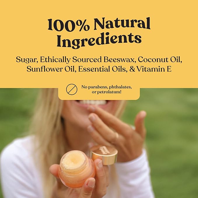 Poppy & Pout Natural Lip Scrub, Moisturizing Sugar Scrub for Dry Lips, Lip Scrubber Exfoliator with Essential Oils Smooths and Hydrates Lips, In Recyclable Glass Jars, Cruelty Free - Cinnamint