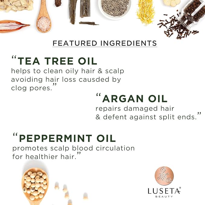 Luseta Tea Tree & Argan Oil Detangling Shampoo & Conditioner Set, 2 x 33.8 Oz