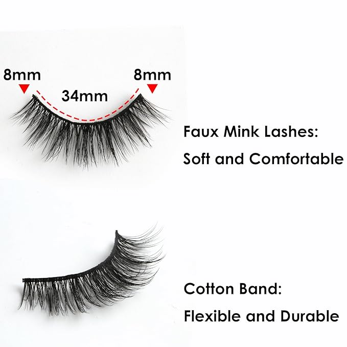 SUNWELL False Eyelashes 14mm Mink Lashes Natural Look 3D Faux Mink Lashes Manga Lashes Strips Soft Wispy Luxury Volume Fake Lashes 10 Pairs Pack