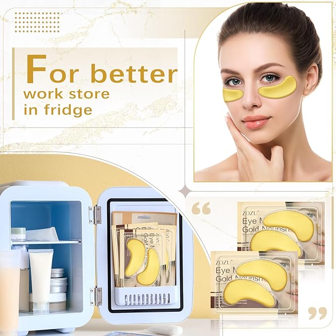 60 Pairs 24k Gold Under Eye Patches for Dark Circles Puffiness Wrinkles Individually Packaged Under Eye Patches Mask with Acid and Collagen for Relieves Pressure and Reduces Wrinkles