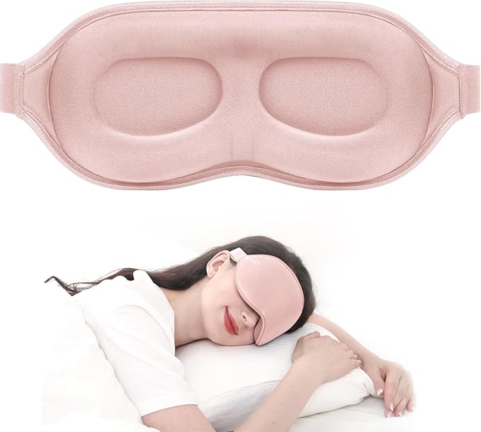 MZOO Luxury Sleep Mask for Back, Side Sleeper, Complete Light Blocking Sleeping Eye Mask Night Blindfold, 3D Zero Pressure & Spacious for Lash Extensions, Breathable Soft Eye Cover Flight Nap Travel