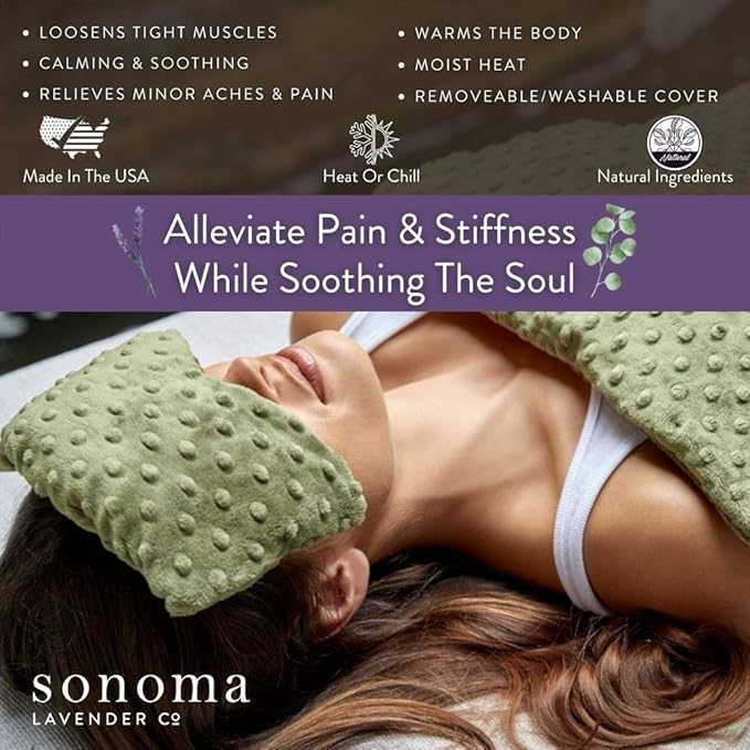 Sonoma Lavender Spa Mask, Heatable/Chillable Aromatherapy Eye Pillow with Lavender Infused Flaxseed Insert, Eye Compress for Stress Relief with Removable and Washable Cover (Arctic Circle)