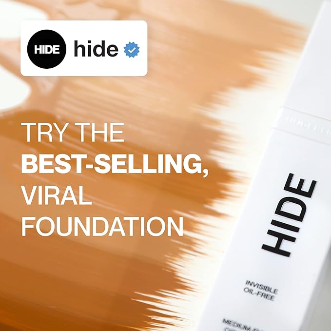 HIDE PREMIUM Liquid Foundation, Multi-Use Waterproof Foundation, Medium/Full Coverage Foundation, Shades for All Skin Types (See Shade Finder), Walnut, 1 fl oz