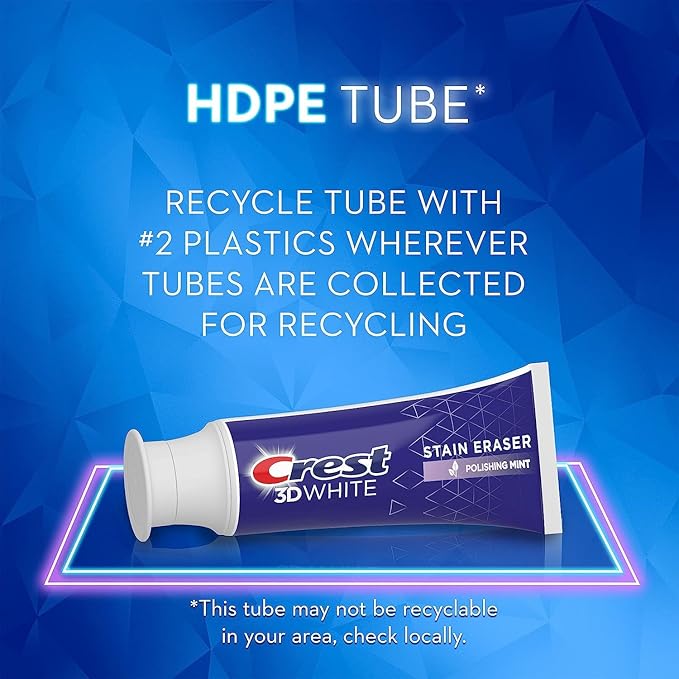 Crest 3D White Stain Eraser Teeth Whitening Toothpaste, Polishing Mint, 3.1 oz (Pack of 4)